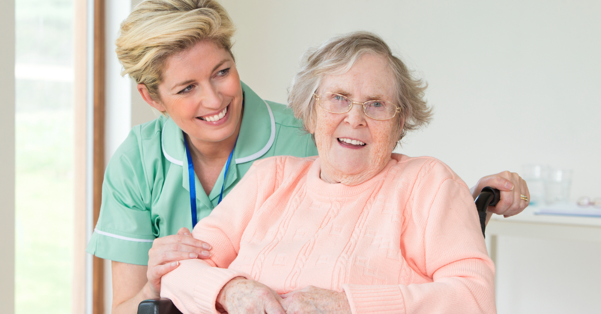 a care worker with a female elderly client