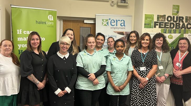 A photo of the Hales Grimsby Care Team and representative from ERA Recruitment