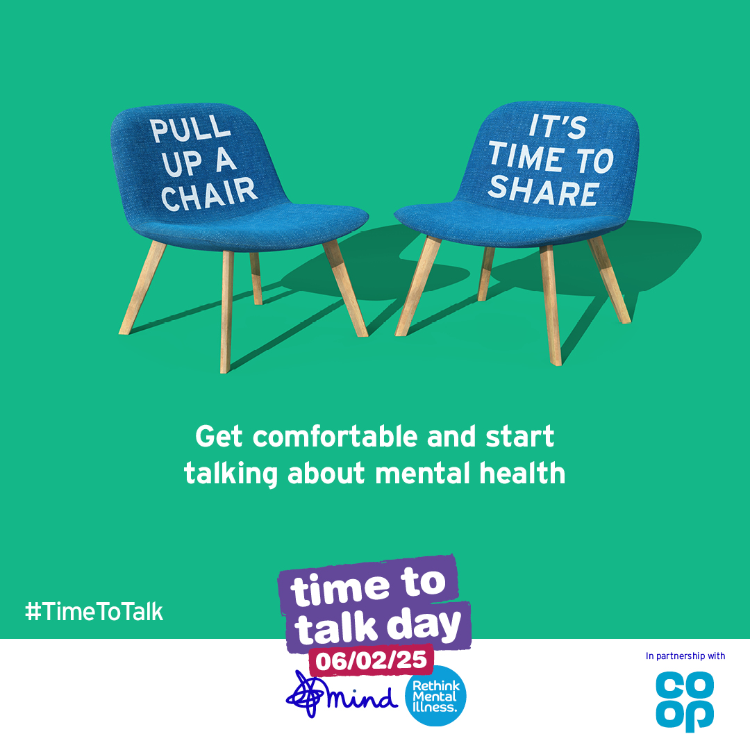 time to talk day header: get comfortable and start talking about mental health